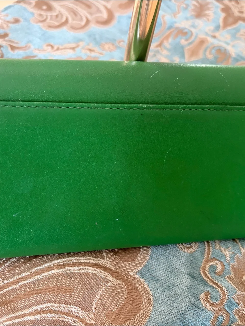 kate spade Green Leather Wristlet Clutch with Silver Plaque very high-end